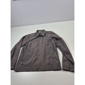 Volcom Bomber Jacket Mens Large Brown Striped Full Zip Lined Windbreaker Casual